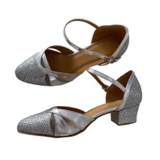 SHALLANCE SILVER SPARKLE - BLOCK HEEL